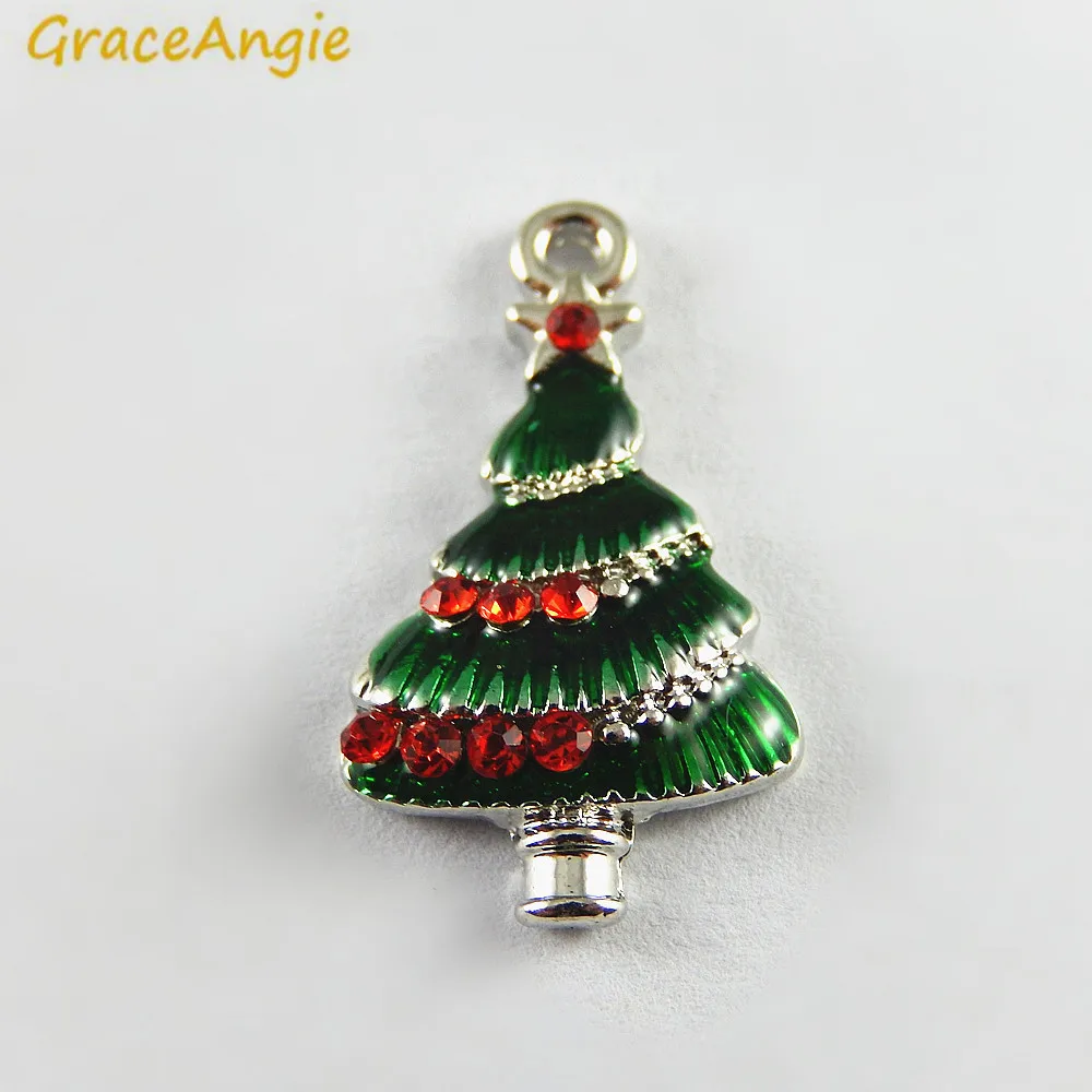 

10PCS Green Red Enamel Small Christmas Tree Charms Wholesale Christmas Deco Small Handmade Craft Factory Price Accessory Jewelry