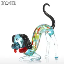 Tooarts Modern Dog Figurine Gift Glass Animal Mini Statuettes Home Decor Handblown Multicolor Home Decoration Accessories