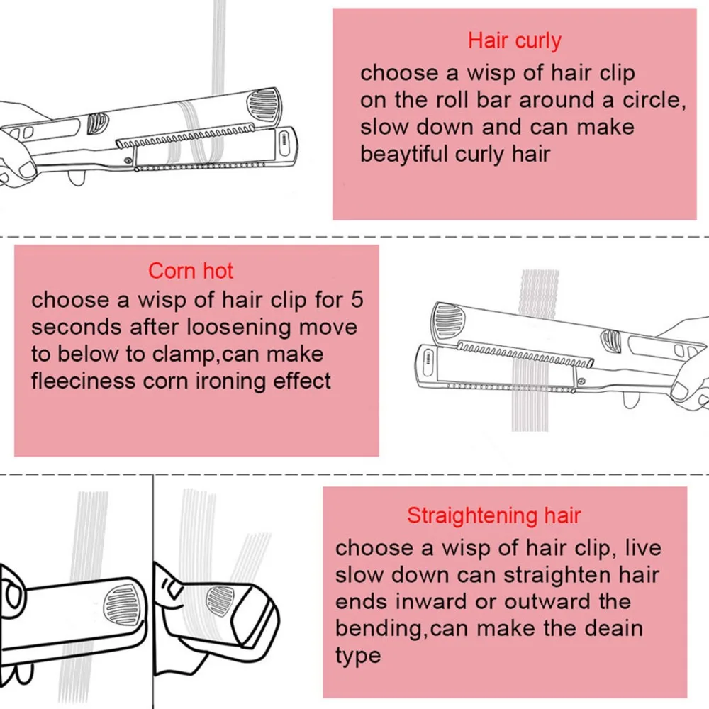 Многофункциональный выпрямитель для волос Профессиональный выпрямитель керлинг кукурузы Стилизация инструмент 3 в 1 выпрямления волос железа бигуди 0
