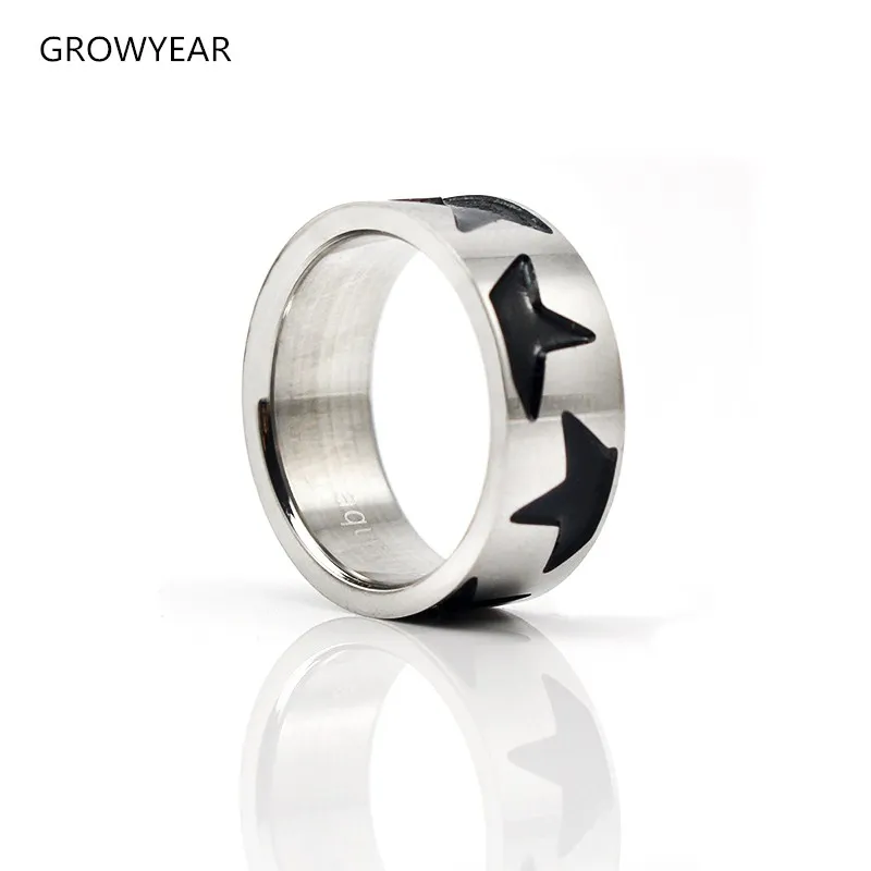 

Two Tone Silver Black Ring Black Enamel Stainless Steel Women and Mens Silver Color Trendy Casual Rings Size 7 8 10