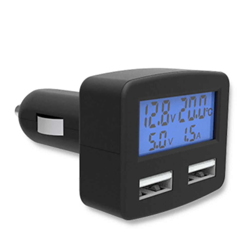 العالمي شاحن سيارة ثنائي USB سريعة تهمة للهاتف المحمول شاحن السجائر مقبس ولاعة LCD الجهد درجة الحرارة الرقمية عرض