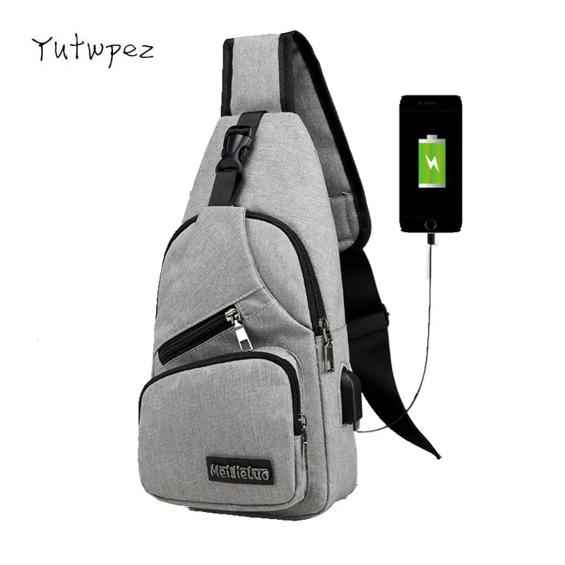

Chest Bags USB Charging 9 Colors Men's Crossbody Headphone Plug Designer Messenger Oxford Shoulder Bag Diagonal Package Travel