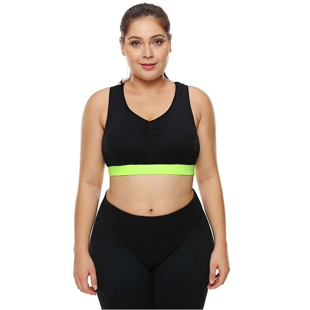 

Bsubseach Casual Mesh Plus Size Insert Cutout Stylish Black High Support Racerback Sports Bra Quick Drying Bra for Women DL26027