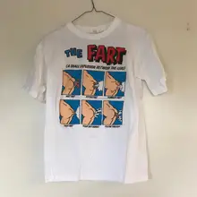 Camiseta con texto Fart Vintage, camiseta de broma 80s 90 s, camiseta de Humor de dibujos animados, camiseta pequeña mediana para hombre