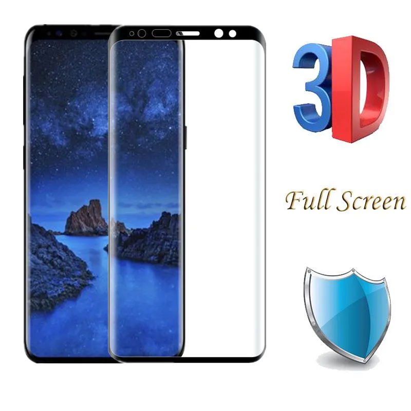 

New 0.26mm Full Coverd 3D Edges Tempered Glass Film For Samsung Galaxy S9 S9 Plus Glass Screen Protector S9 + Gorilla Saver