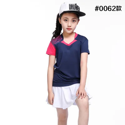 Теннисная обувь для девочек masculino детская теннисная рубашка теннисные майки с короткими рукавами Детская рубашка для бадминтона спортивная рубашка из полиэстера XS-3XL - Цвет: 0062 blue suit