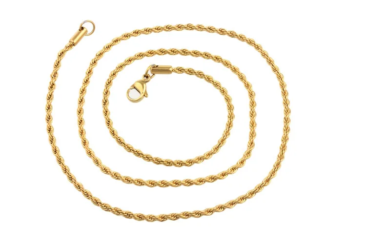 Stainless Steel Rope Chain For Men 50cm 60cm 2mm 3mm Gold Color Twisted Necklace Mens Jewelry 2pcs Lot Rope Chain Chain For Mentwisted Necklaces Aliexpress