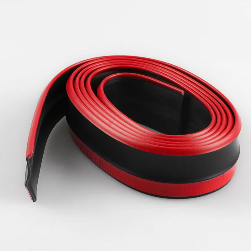 Автомобильный протектор переднего бампера для губ из углеродного волокна, разветвитель, автомобильный стикер, комплект для кузова, спойлер на бампер, подзор, подбородок, автомобильная резиновая полоска - Цвет: black red