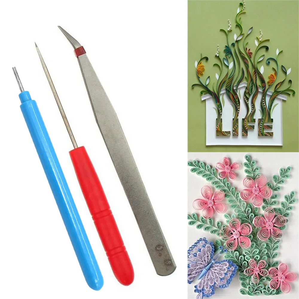 3Pcs/Set Handmade Kit Flower DIY Paper Quilling Tool Tweezer+Slotted