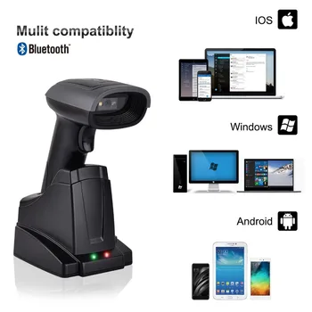 

1D/2D Bluetooth Barcode Scanner Handheld Inventory Bar Code Reader with Automatic Continuous Scan for Computer iPhone Android