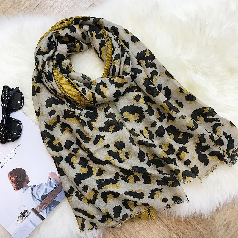 Роскошный брендовый Универсальный хлопковый шарф с леопардовым принтом, пляжное полотенце для отдыха, Женская Солнцезащитная шаль, мусульманский хиджаб 180*100 см