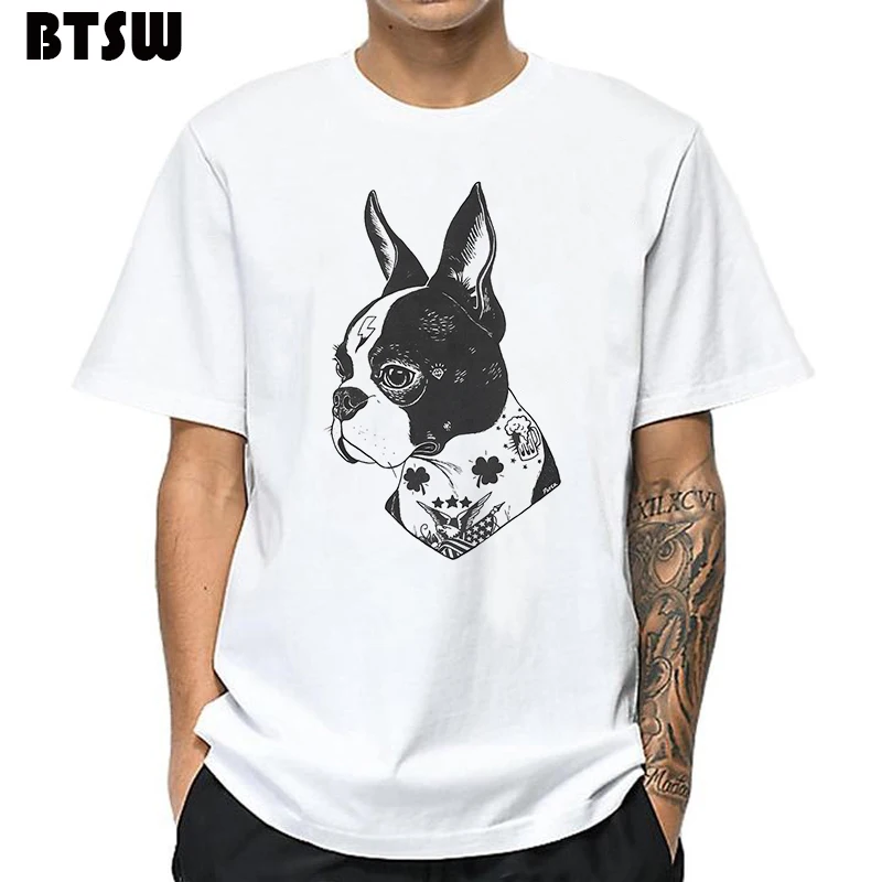 Новое поступление Мужская забавная футболка 2019 Arya Stark Татуированная Boston Terrier в