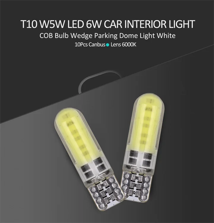 Hlxg 10 шт. t10 led w5w 194 168 силиконовый COB led авто боковые пульт дистанционного управления купол фонарь освещения номерного знака лампочки автомобиль стиль белый 12 V