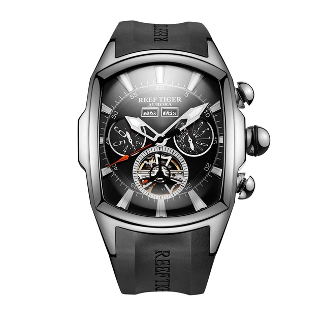 Reef Tiger/RT Top Brand Luxury Sport Big Watch For Men Mechanical Tourbillon Sport Watches Relogio Masculino RGA3069 RGA3069-YBB