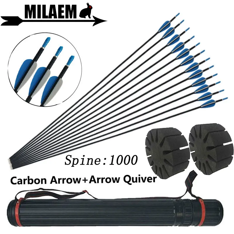

12pcs 32inch Archery Mix Carbon Arrow With Arrow Quiver ID4.2mm OD6mm Spine1000 Comound/Recurve Bow Outdoor Shooting Accessories
