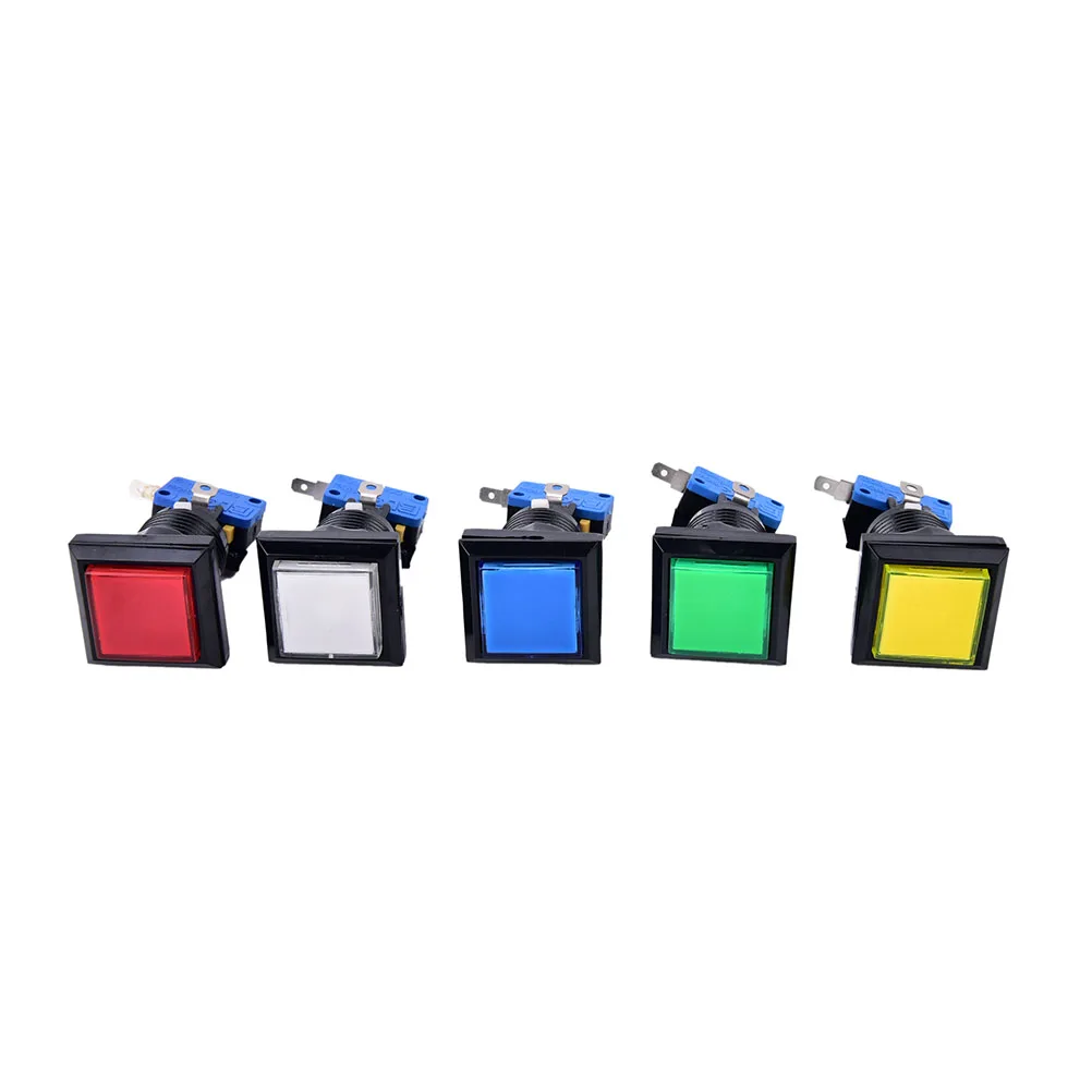 1PCS New Square game machine push button arcade LED momentary illuminated push button 5 Colors