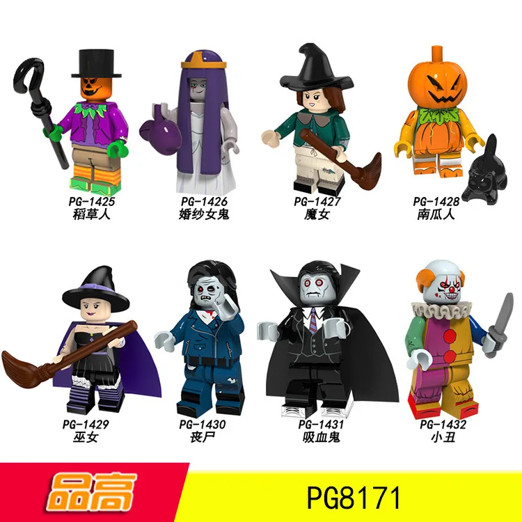 

Halloween series Joker Jack O Lantern Zombie vampire Minifigured Building Blocks Figure Bricks Compatible With Legoings
