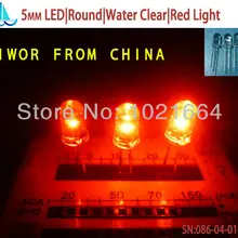 200 шт./лот)(светодиодный | Круглый 5 мм) 5 мм светодиодный, Круглый супер яркий, прозрачный, красный светодиод Цвет, светоизлучающий диод, F5MM