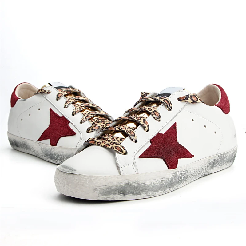 

2018 Trendy women Casual Flats Shoes Genuine Cow Leather Breathable Leopard Lace Up Vintage Do Old Dirty Shoes zapatos de mujer