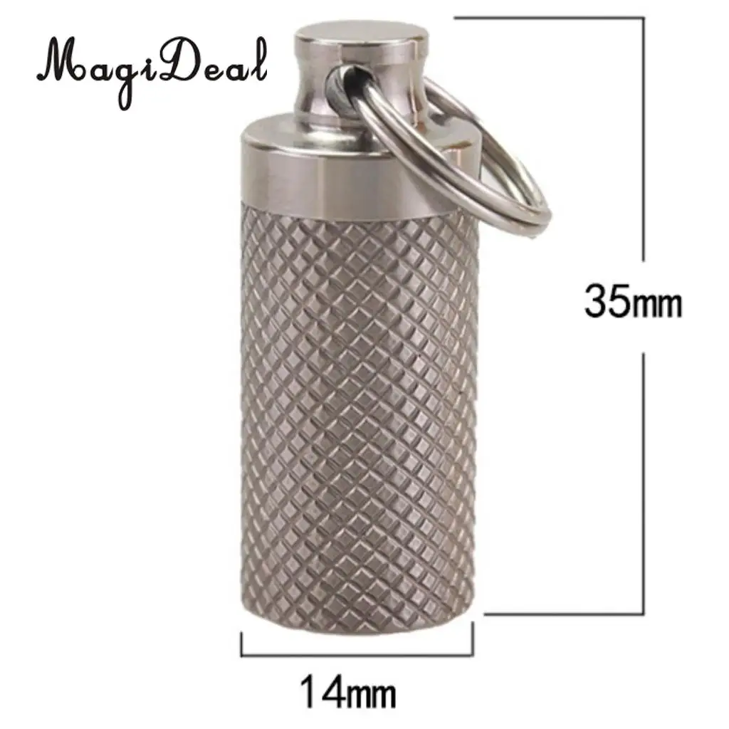 Portable Waterproof Titanium Pill Box Case, Mini Capsule Container Keychain for Camping, Hiking, Travel, Backpacking, Climbing