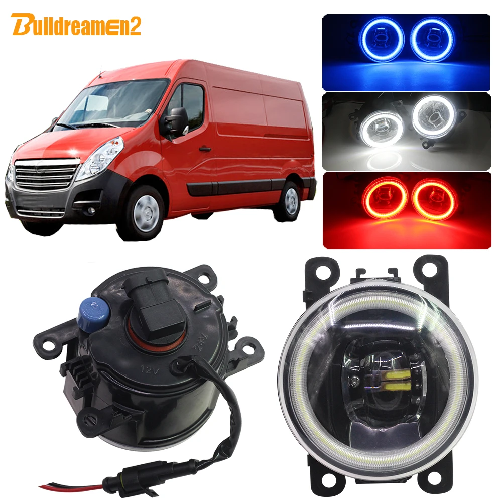 

Buildreamen2 Car 4000LM LED Bulb Fog Light Lens Angel Eye Daytime Running Light DRL 12V Accessories For Opel Movano 2000-2010