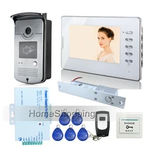 ENVÍO GRATIS Home 7 “LCD Video de La Puerta Sistema de Intercomunicación del teléfono de Acceso RFID Pantalla Cámara + 1 Blanco + Drop Pestillo de la Puerta de Bloqueo en Stock