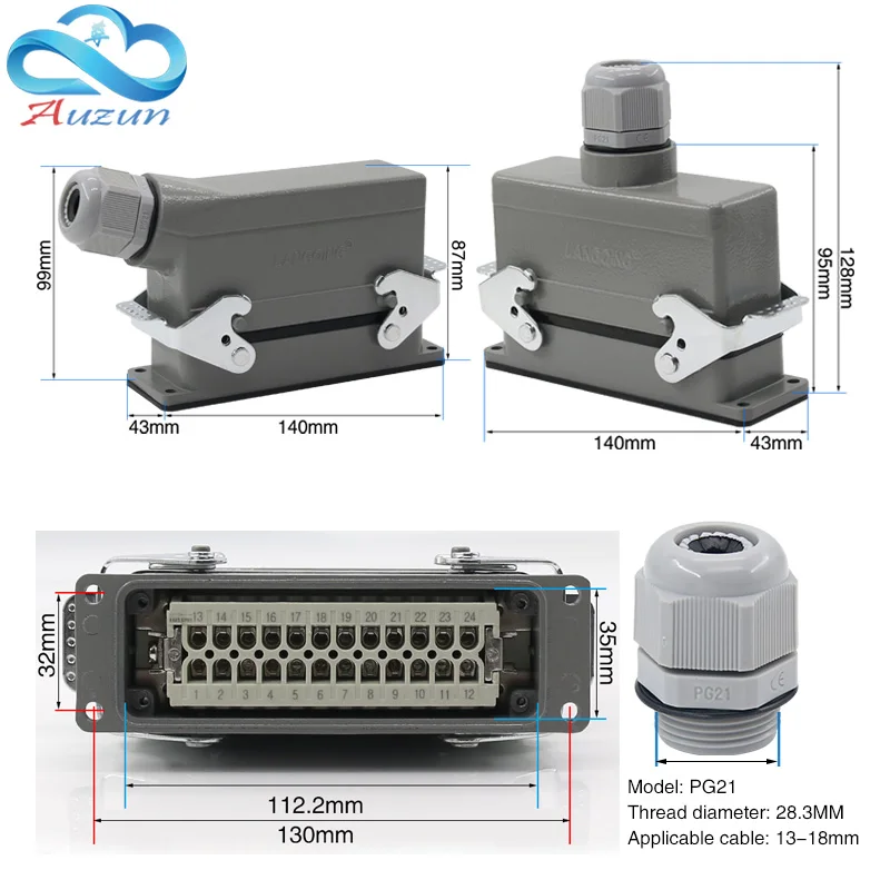 Прямоугольные сверхмощные разъемы H24B HE 024 1 24 контактная линия 16 a500v винтовые