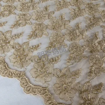 

120cm Width 3color allovered Gold thread embroidery lace fabric Diy dress lace accessories 1yards/lot