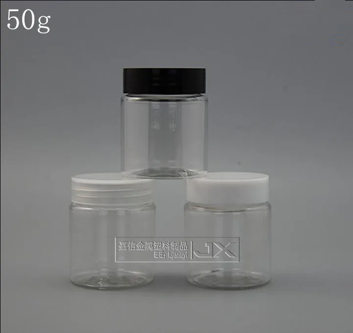 Download Free shipping 50g/ml Lucency Plastic Cream empty packaging Jars black White Lid Lucency Plastic ...
