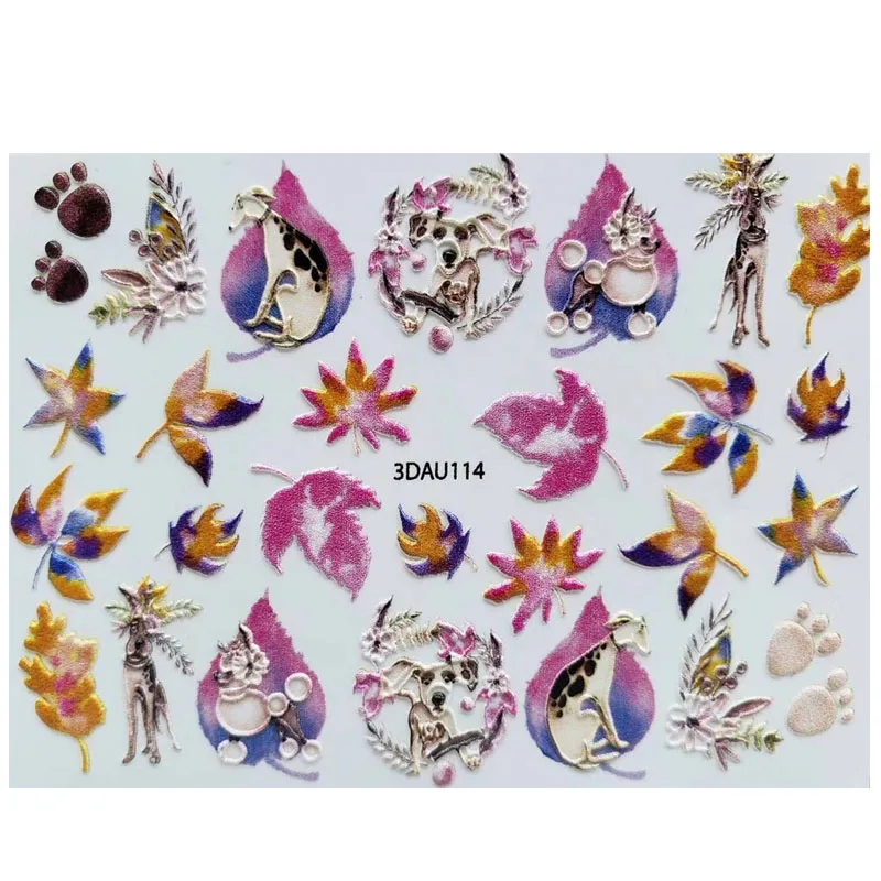 3D Acrylic Engraved Natural bee Nail Sticker Nail Water Decals Fashion Empaistic Nail Water Slide Decalsi