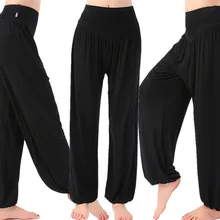 Модальные женские спортивные штаны для йоги с высокой талией, свободные длинные шаровары, брюки для танца живота, шаровары, штаны для танцевального клуба