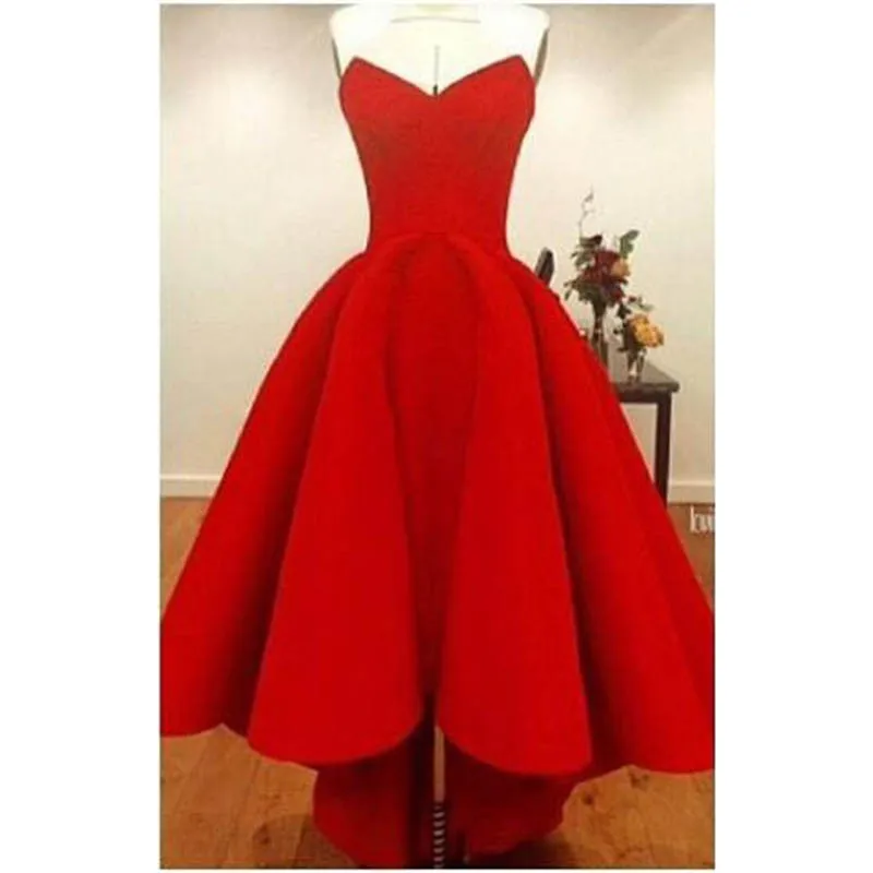 2016-High-Low-Red-Prom-Dresses-Sexy-Strapless-Cheap-Satin-Short-Front-Long-Back-Party-Dress (1)