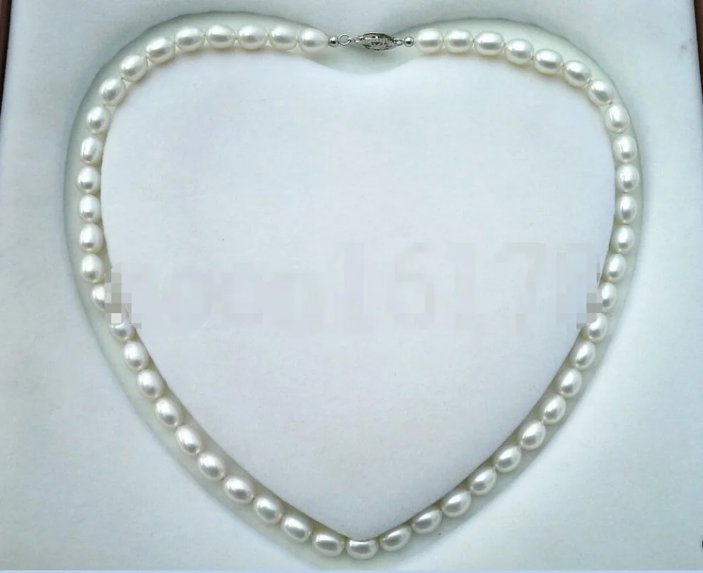 

FREE SHIPPING HOT sell new Style >>>>White 6*7mm Rice Shape AAA Grade Akoya Pearl Necklace 18