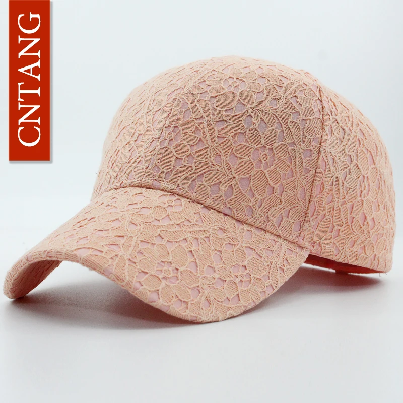 CNTANG Brand Summer Lace Hat Cotton Baseball Cap For Women Breathable Mesh Girls Snapback Hip Hop Fashion Female Caps Adjustable baseball cap