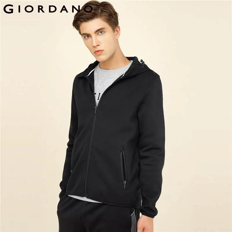 Giordano Men Sweatshirt Double Knit Men Hoodie Zip Front Hoodie
