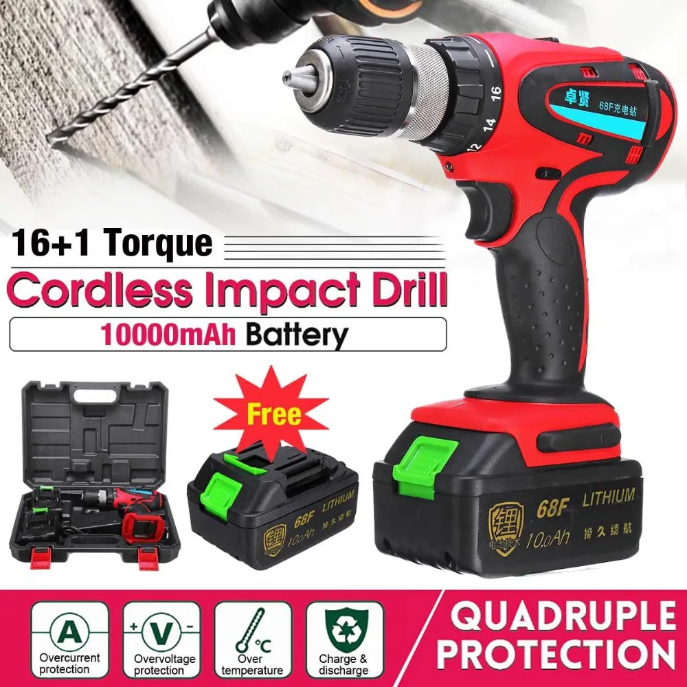 

68V Electric Screwdriver Cordless Drill Wireless Power Driver 2-Speed perforator cordless screwdriver hammer drill Power Tool