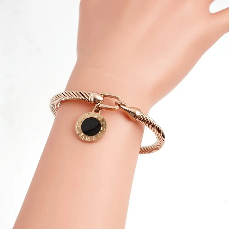 MSX Fashion Gold Color Stainless Steel Bangle Bracelet Vintage Love Roman Numerals Wristband Bracelets Bangles For Men Women bangle bracelet stainless steel bracelet