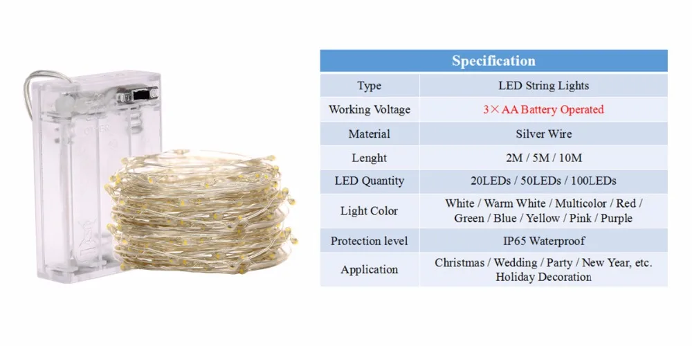 Сказочный светодиодный гирлянда с серебряной проволокой, 10 м, 5 м, 2 м, 1 м, для украшения рождества, свадьбы, вечеринки, домашняя гирлянда, питание от аккумулятора