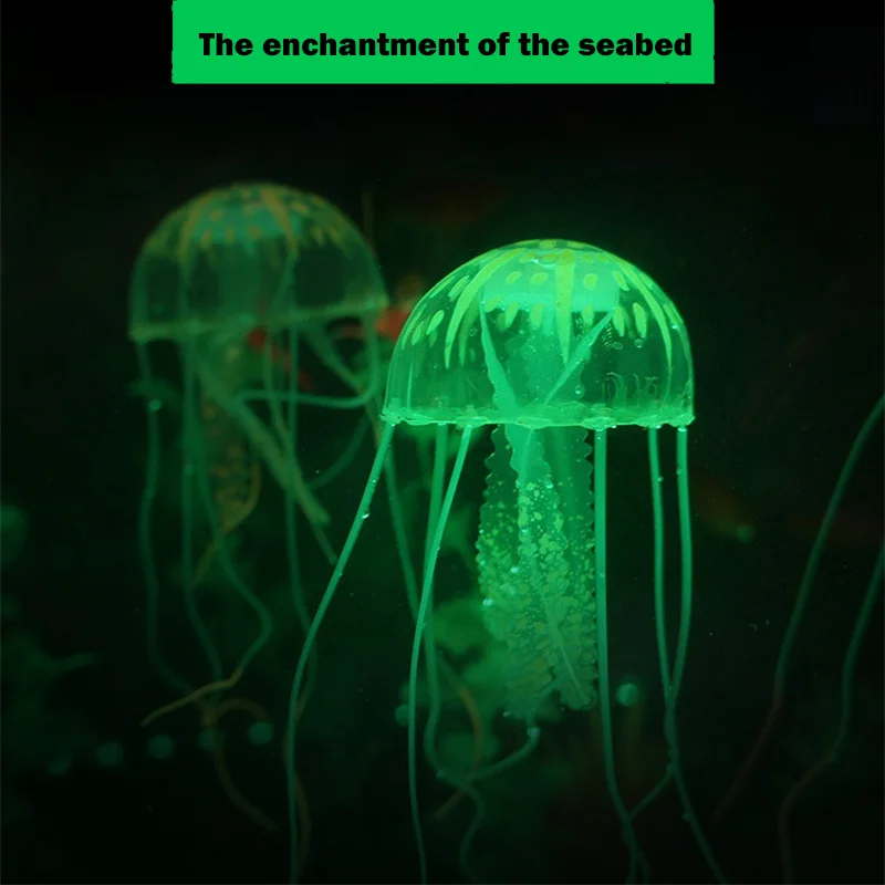 

5PC Aquarium Mini Glowing Effect Vivid Ornament Silicone Artificial Silicone Jellyfish Mini Submarine Ornament