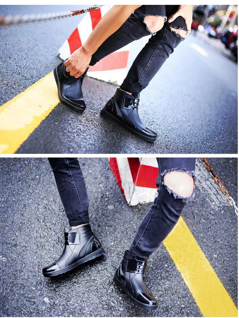 Dwayne 2018 Fashion PVC Waterproof RainBoots Waterproof Flat Shoes Men Black Rainboots Blue Rubber Ankle Boots Buckle Botas HTB1yNjugNtnkeRjSZSgq6xAuXXaL - Dwayne 2018 Fashion PVC Waterproof RainBoots Waterproof Flat Shoes Men Black Rainboots Blue Rubber Ankle Boots Buckle Botas