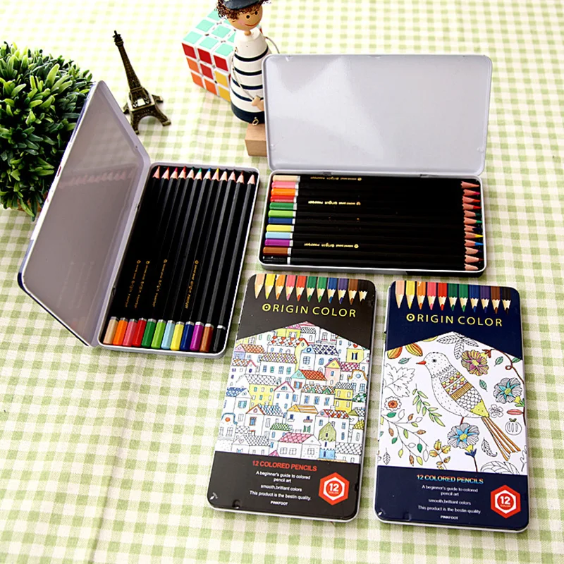 12pcs Iron Box Packed Color Pencils 12 colored Pencil Set for Kids