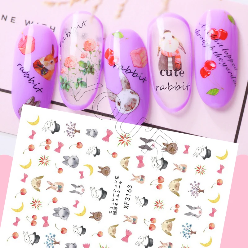Bunny Nail Art Sticker Decoration Back Glue Adhesive Cartoon Rabbit