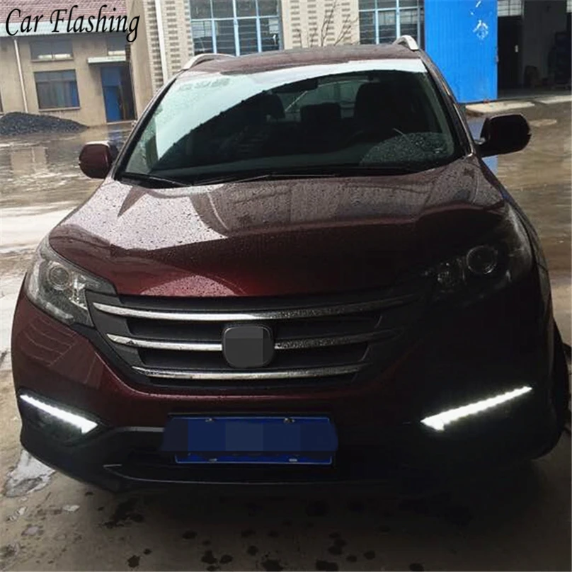 Автомобильный мигающий 1 пара для Honda CRV CR-V 2012- светодиодный DRL дневные ходовые огни дневного Света Желтая Поворотная сигнальная лампа автомобильный Стайлинг drl