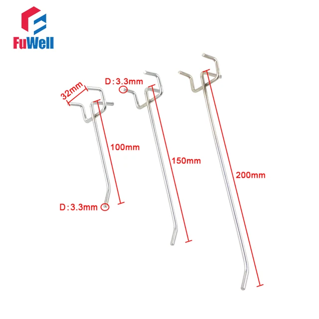 10pcs Wall Mount Display Hooks Hanger 200mm Length Wall Board