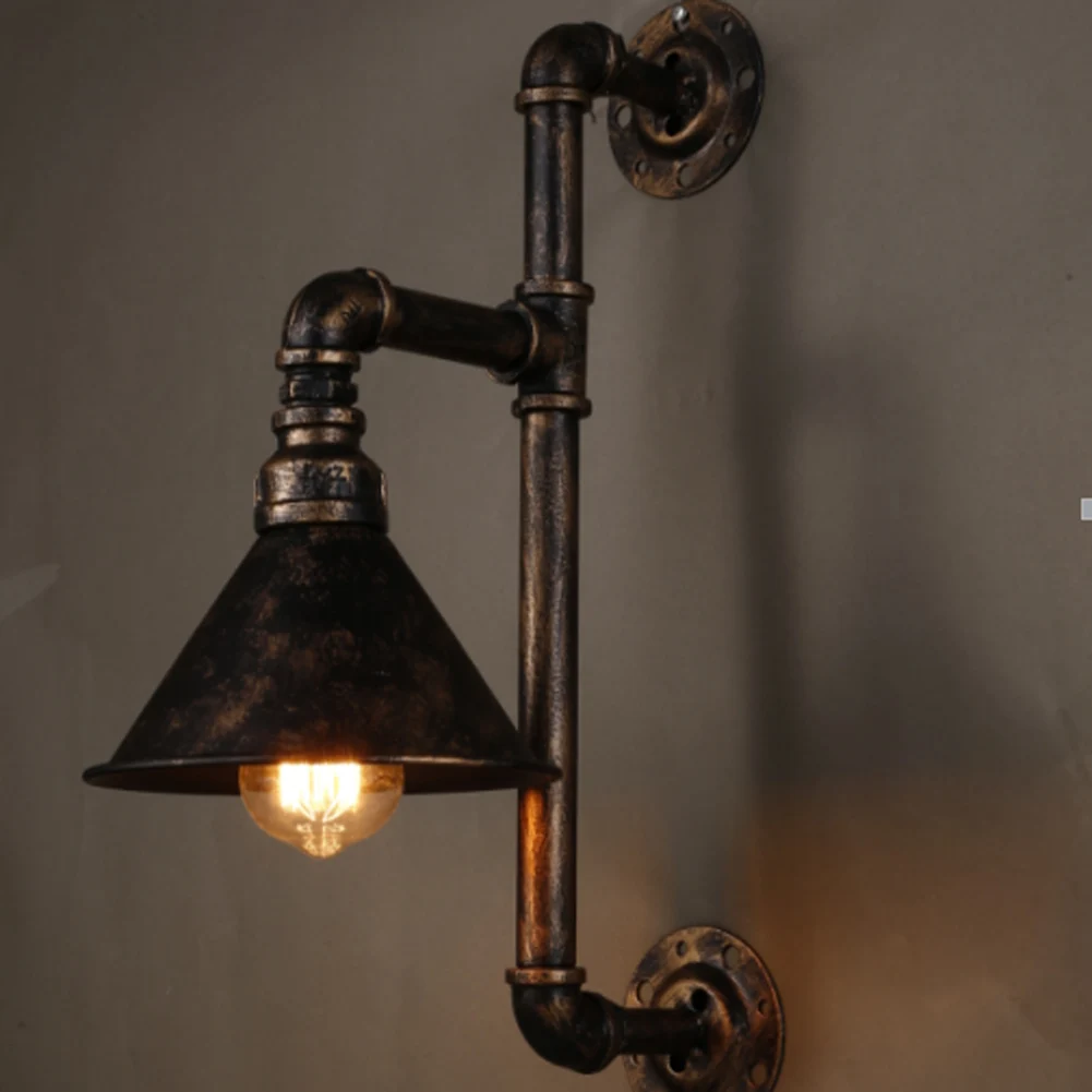

American country retro light single head Water pipes industry study bedroom bedside wall lamp wall lamp creative personality