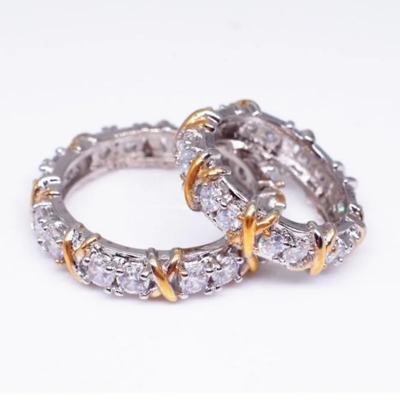 

Exquisite Female Models Creative Color X-shaped Ring Filled Jewelry Vintage Wedding Silver Rings For Women Men Birthday Gifts