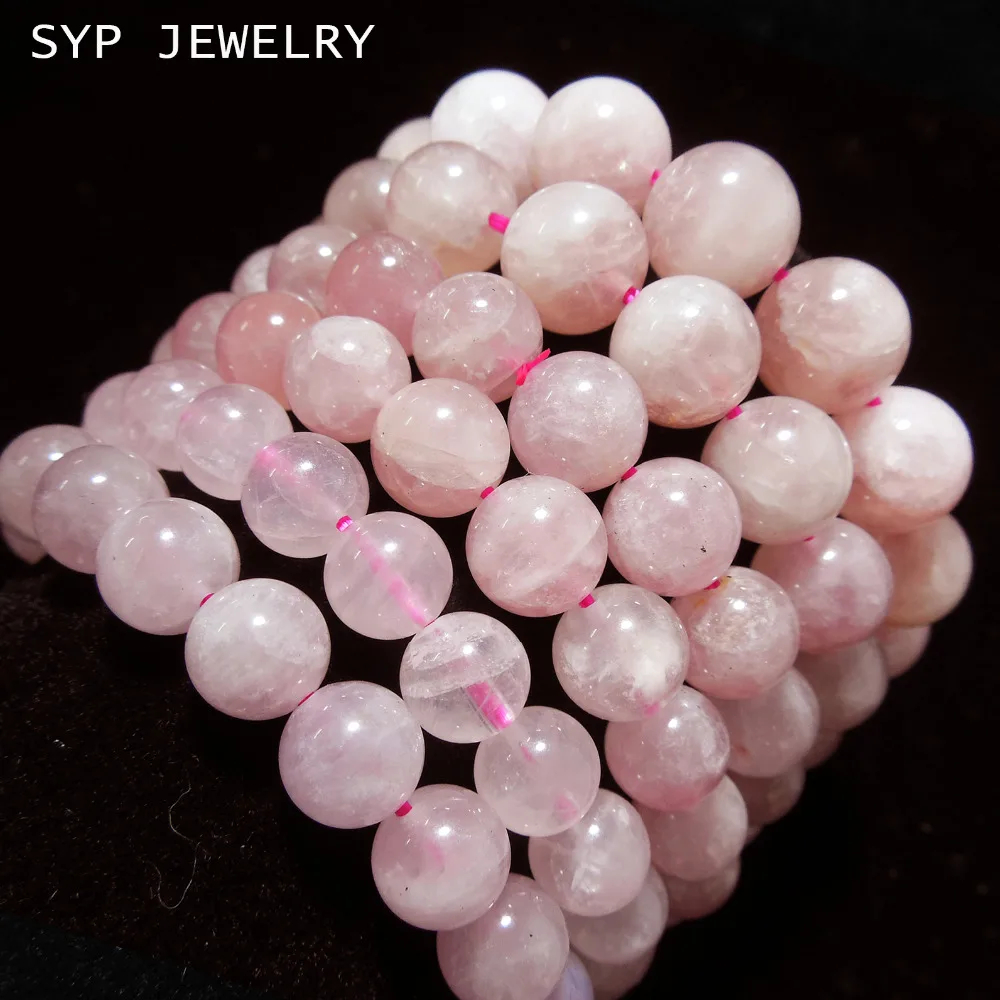 

Natural Madagascar rose quartz pink smooth round stone beads for jewelry making design diy necklace bracelet fashion gems semi
