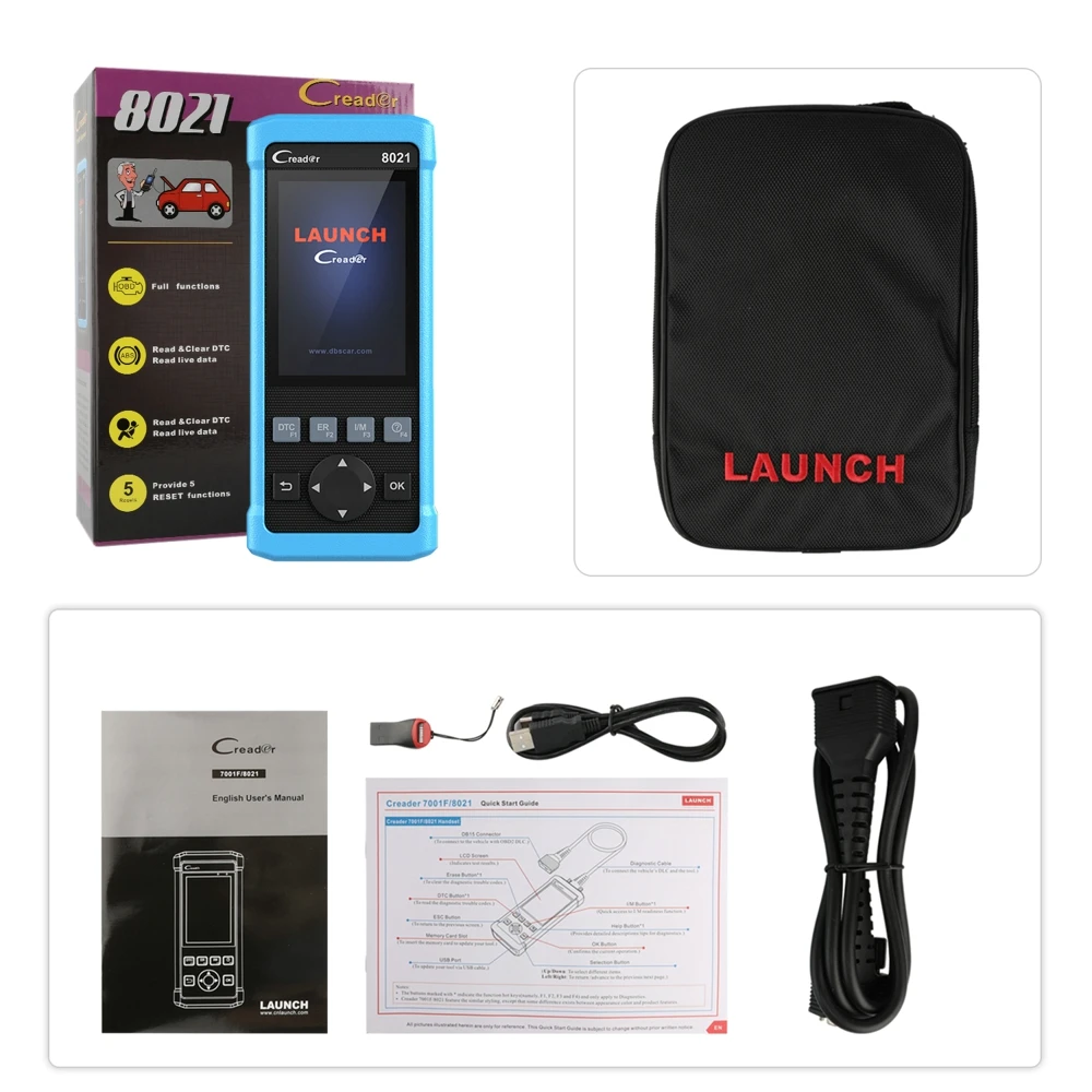 Launch CReader CR8021 OBD2 сканер диагностический сканер для автомобиля DPF регенерация масла сервис сброса ABS SRS EPB TPMS BMS ODB2