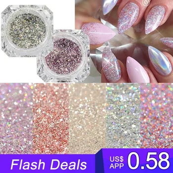 1Box Platinum Shiny Nail Glitter Powder Laser Sparkly Diamond Manicure Nail Art Chrome Pigment DIY Nail Art Decoration LABG01-26