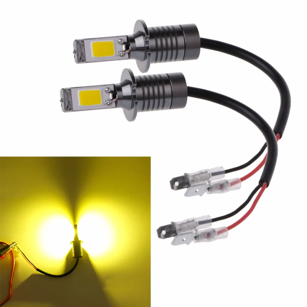 1 Pair H3 DC12V 80W Strobe Flash LED Bulbs Car Fog Driving Light Lamp Yellow Amber 3000K Auto
